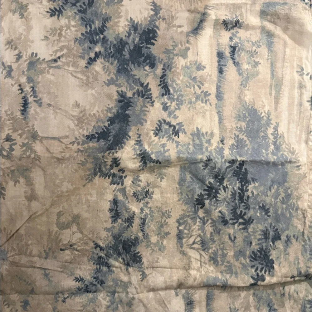 Pottery Barn Blue, Gray and Cream Toile Pillow Shams - Botanical Scene